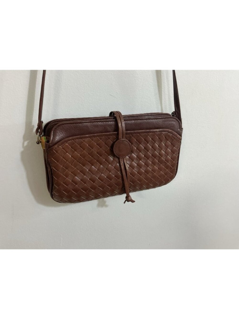 Tano New York Leather Handbag Vintage Woven Braided Shoulder Bag Brown Purse - Picture 7 of 10